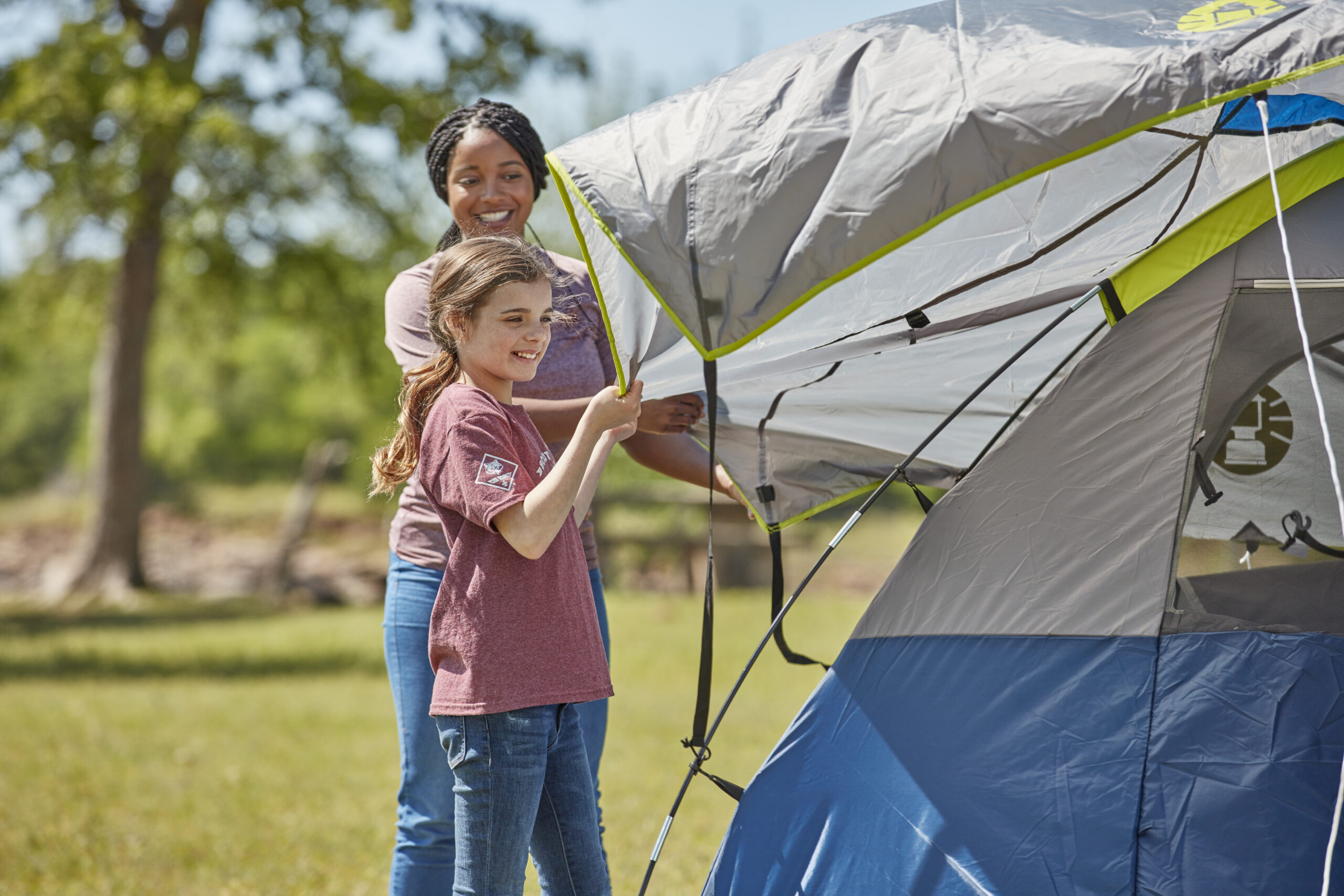 Cub Scouts Camping setting up tent